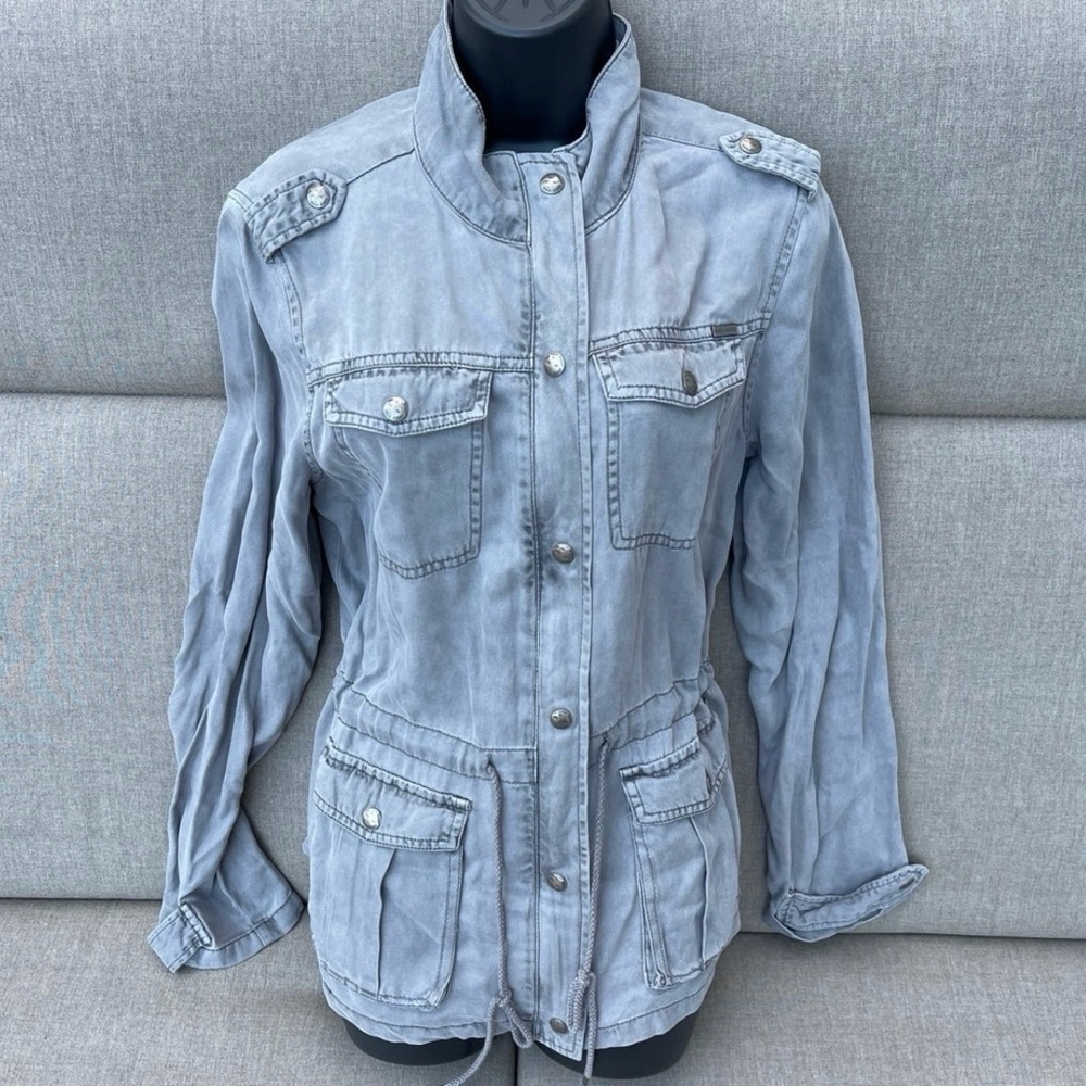 MAX JEANS Lightweight Utility Jacket with Short Funnel Collar